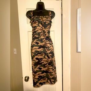 Army Fatigue Print Midi Dress